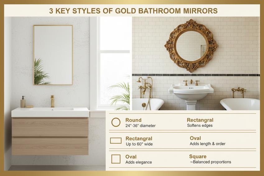 gold bathroom mirror