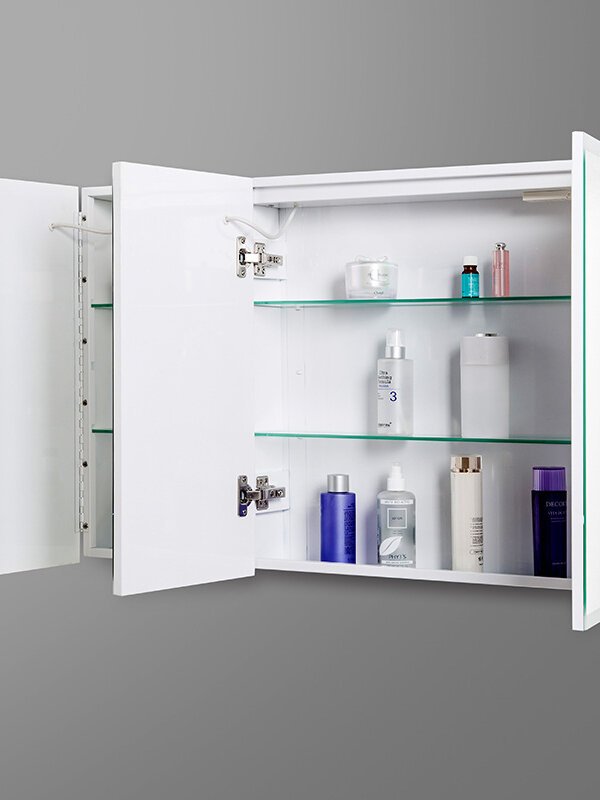 тройные аптечки с дверцами Зеркало для хранения в ванной